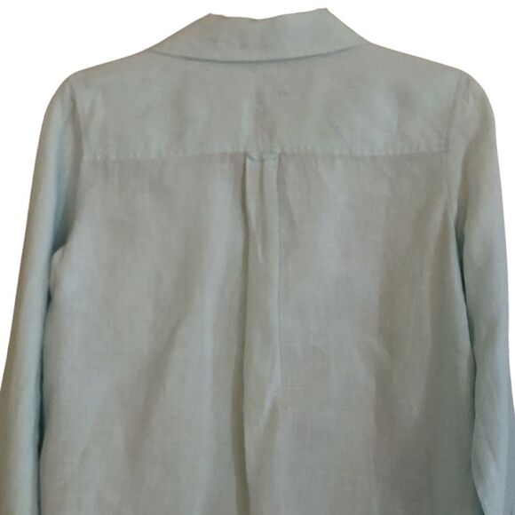 Talbots Irish Linen Button-Up Shirt Womens Sz 8 Pastel Blue Long Sleeve Classic - Picture 8 of 14